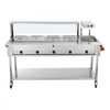 VEVOR Commercial Food Warmer 7 Pans Electric Tube Heating Table 3500W, for Buffet Restaurant Catering, Stainless Steel Server with Food Heat Lamp, Folding Board, Undershelf, and Rolling Stand