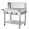VEVOR Commercial Food Warmer 7 Pans Electric Tube Heating Table 1500W, for Buffet Restaurant Catering, Stainless Steel Server with Folding Board, Undershelf, Rolling Stand, and Temp Control