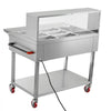 VEVOR Commercial Food Warmer 7 Pans Electric Tube Heating Table 1500W, for Buffet Restaurant Catering, Stainless Steel Server with Folding Board, Undershelf, Rolling Stand, and Temp Control