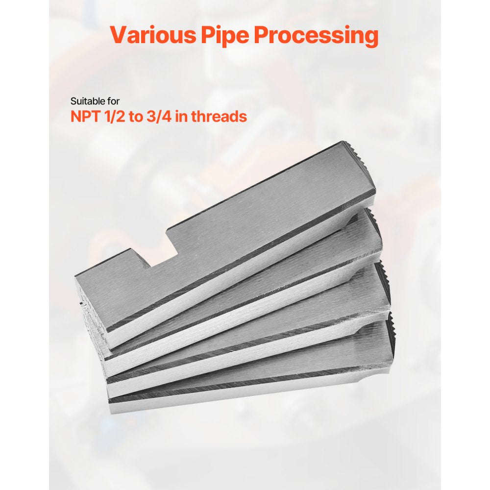 VEVOR Threading Machine Dies, 1/2"-3/4" NPT Pipe Dies(4 Packs), Right-Handed HSS Pipe Threading Dies, Fit VEVOR Integrated Pipe Threading Machines