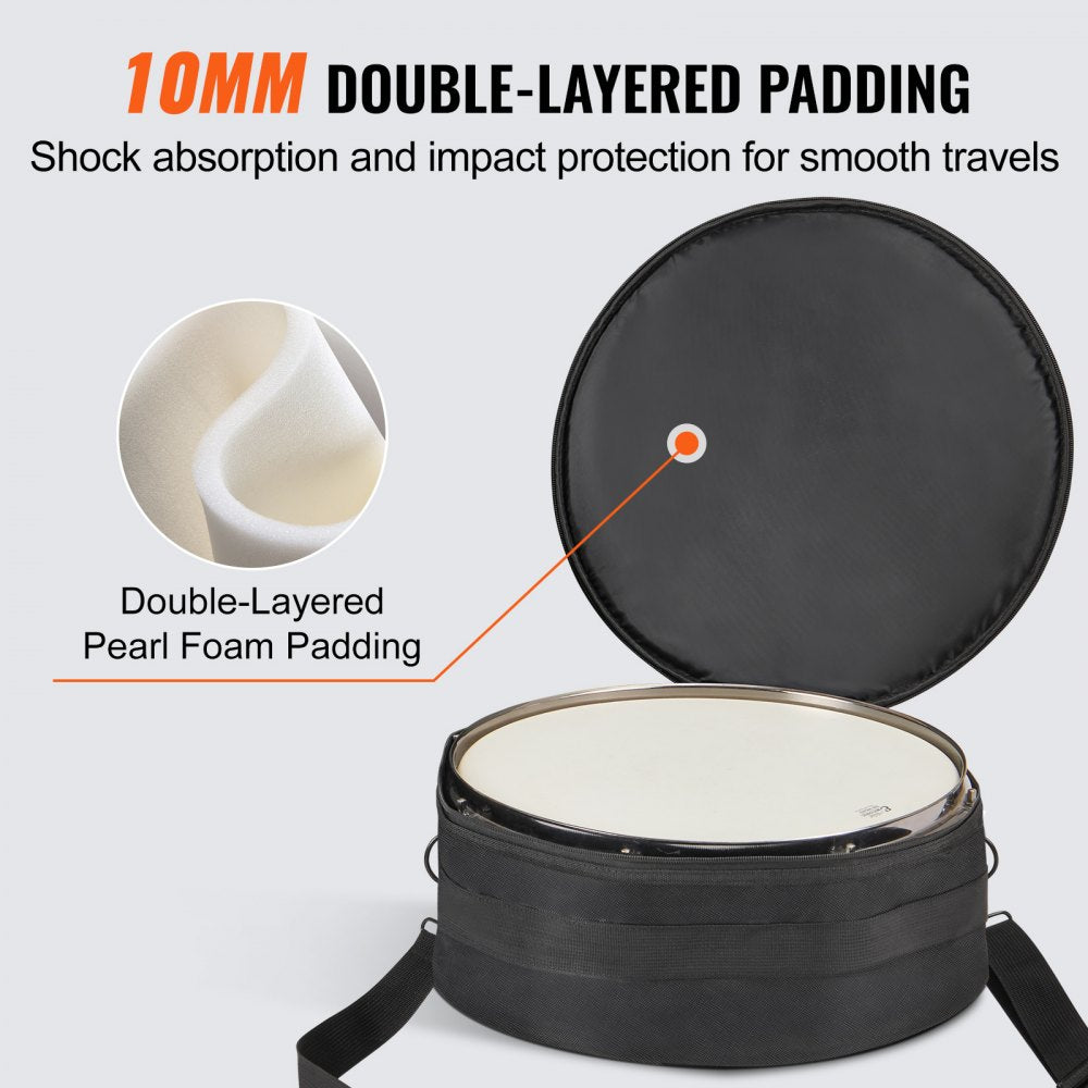 VEVOR 5-Piece Drum Bag Kit, Durable 1680D Oxford Material, Cushioned Cases with 1.5m Removable Shoulder Strap and Carry Handles, Collapsible, Fits 22'' Bass, 12''/13''/16'' Toms, 14'' Snare