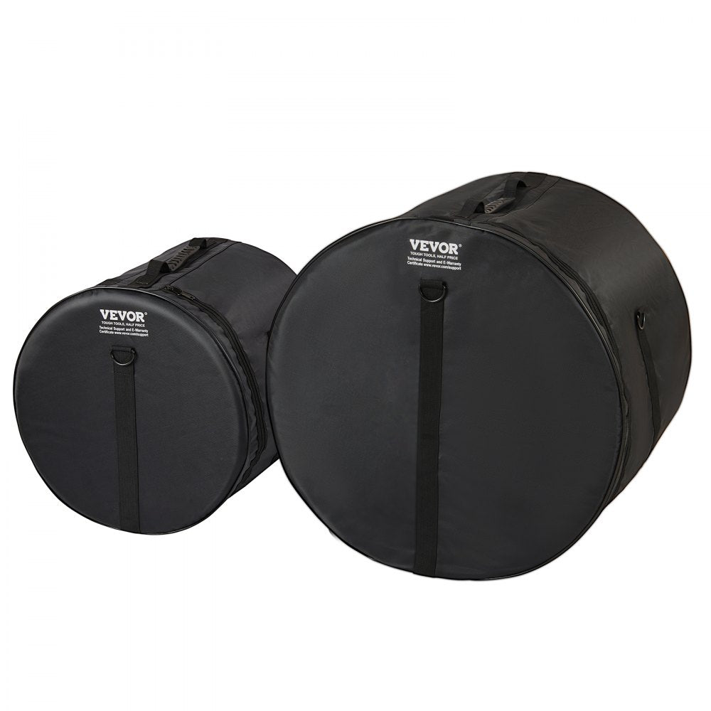 VEVOR 5-Piece Drum Bag Kit, Durable 1680D Oxford Material, Cushioned Cases with 1.5m Removable Shoulder Strap and Carry Handles, Collapsible, Fits 22'' Bass, 12''/13''/16'' Toms, 14'' Snare
