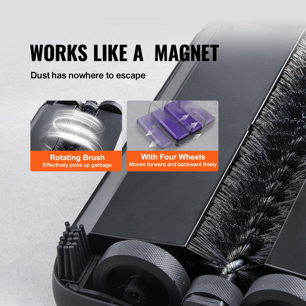 VEVOR Carpet Sweeper Manual, Floor Sweeper with 300 ml Dustbin Capacity Easy to Empty, 6.7 inch Cleaning Width for Home Office Carpets Pet Hair Dust, Purple