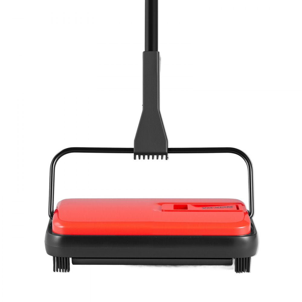 VEVOR Carpet Sweeper Manual, Floor Sweeper with 300 ml Dustbin Capacity Easy to Empty, 6.7 inch Cleaning Width for Home Office Carpets Pet Hair Dust, Red