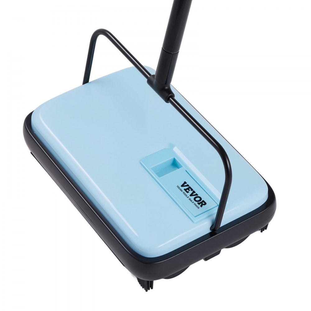 VEVOR Carpet Sweeper Manual, Floor Sweeper with 300 ml Dustbin Capacity Easy to Empty, 6.7 inch Cleaning Width for Home Office Carpets Pet Hair Dust, Blue