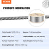 VEVOR 316 Stainless Steel Wire Rope 500ft Length, Steel Wire Cable 3/16 Inch, Steel Cable Railing Decking With 1x19 Strands Construction, 4700lbs Breaking Strength For Stair, Handrail, Clothesline