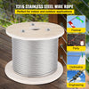 VEVOR 316 Stainless Steel Cable, 500FT Stainless Steel Wire Rope of 5/32 Inch Diameter and 1x19 Construction, 3300 LBS Breaking Strength Steel Cable for Outdoor Railing Decking DIY Balustrade