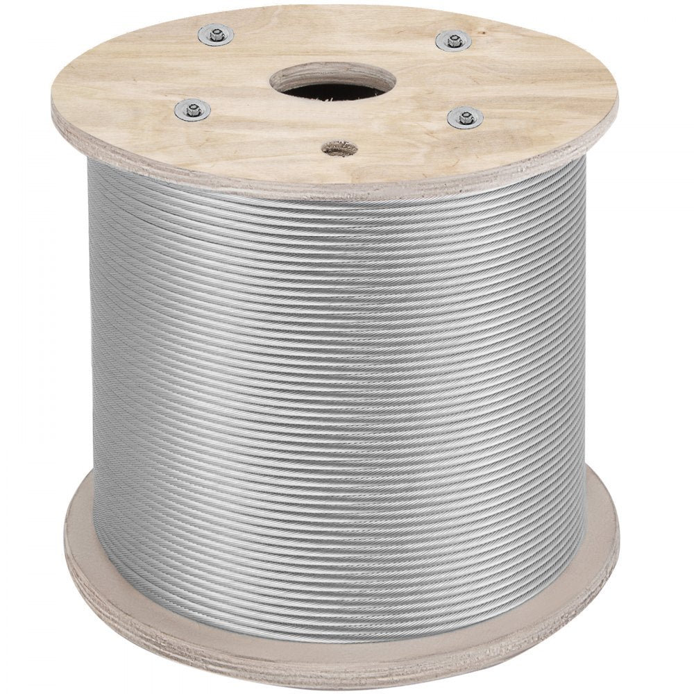 VEVOR 1/4" Stainless Steel Cable 200FT, T304 7x19 Tighter Core Cable Railing System Wire Rope Aircraft Deck Railing Kit Fence Wire