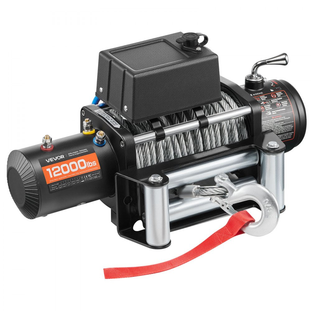 VEVOR Electric Winch, 12000 lbs Load Capacity, 12V DC Truck Winch with Φ7/20 in x 85 ft Steel Rope, Wireless & Wired Remote Control, Suitable for Towing SUV Jeep Trailer Boat Off-Road Vehicle