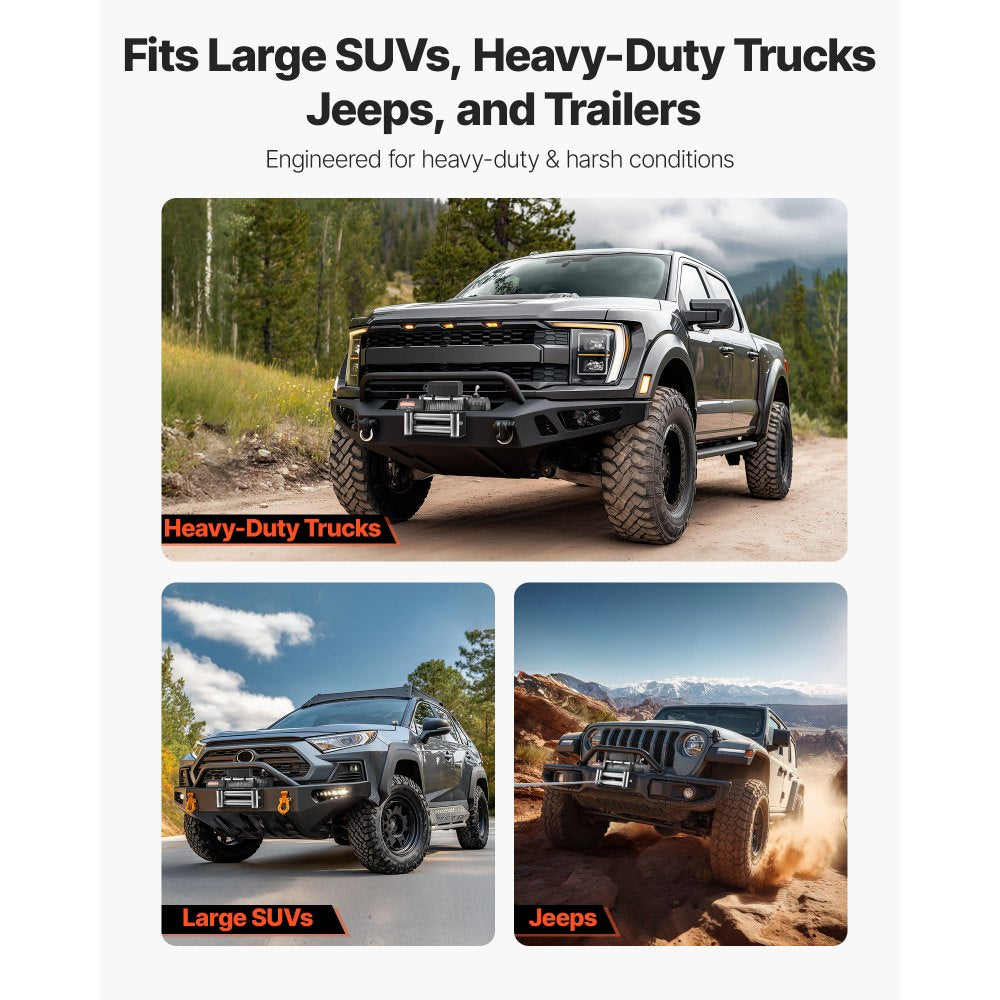 Fits large SUVs, heavy-duty trucks, jeeps, and trailers