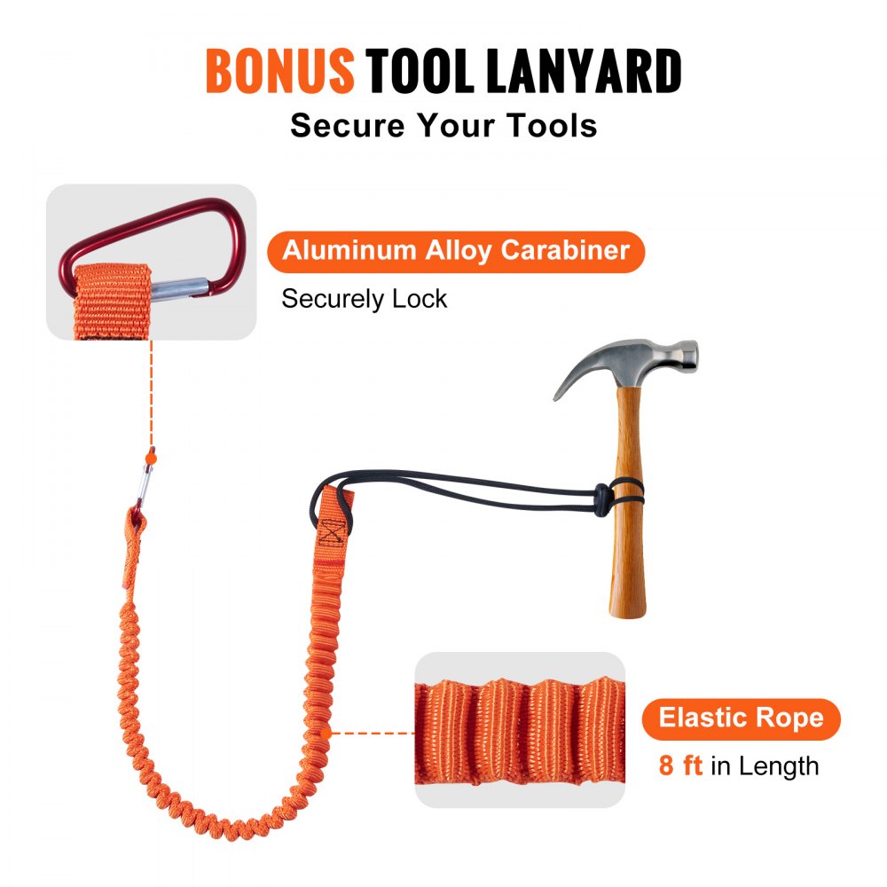 VEVOR 16mm Steel Core Flipline, 12ft(3.6m) Arborist Flipline, Flip Line for Tree Climbing with Alloy Steel Snap Hook & Aluminum Alloy Carabiner, 30KN Breaking Tension for Fall Protection, Tree Climber