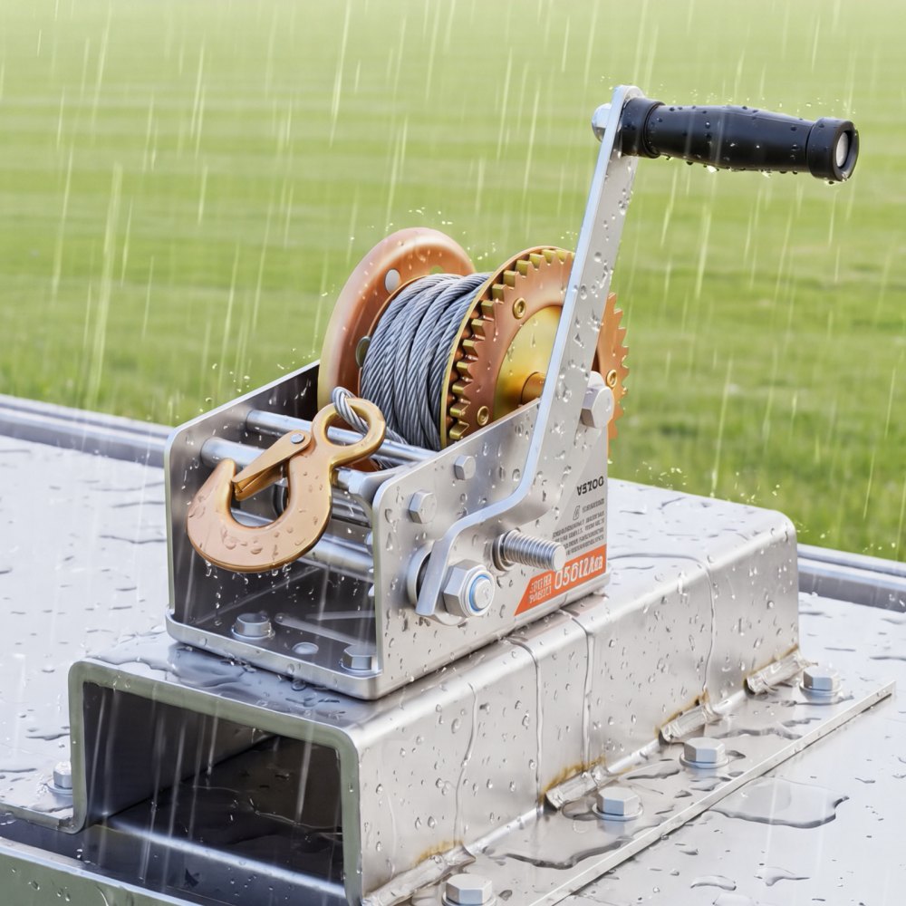 VEVOR Boat Winch, 3500 lbs Hand Winch, Heavy Duty Manual Rope Crank with 32.8ft Steel Wire, Portable Two-Way Ratchet, 2 Speed Switchable, Anti-Slip Handle Gear for Boat Trailer ATV Towing