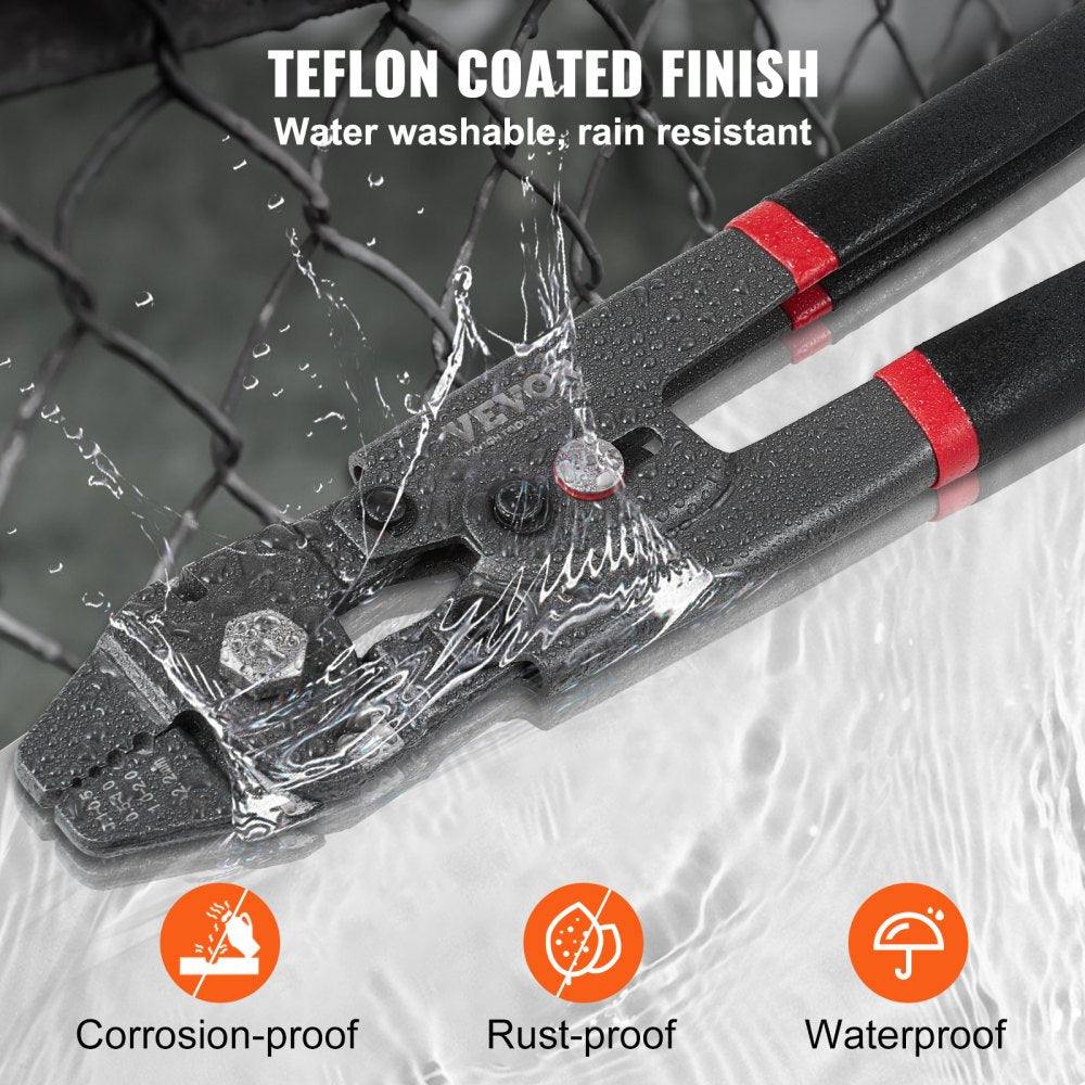 VEVOR Wire Rope Crimping Tool and Cutter Up To 2.2mm Wire Cable Crimps, 1/64" - 3/32" Crimping Loop Sleeve Kit and 160pcs Aluminum Buckles, Fishing Crimping Tool Wire Rope Thimbles Kit
