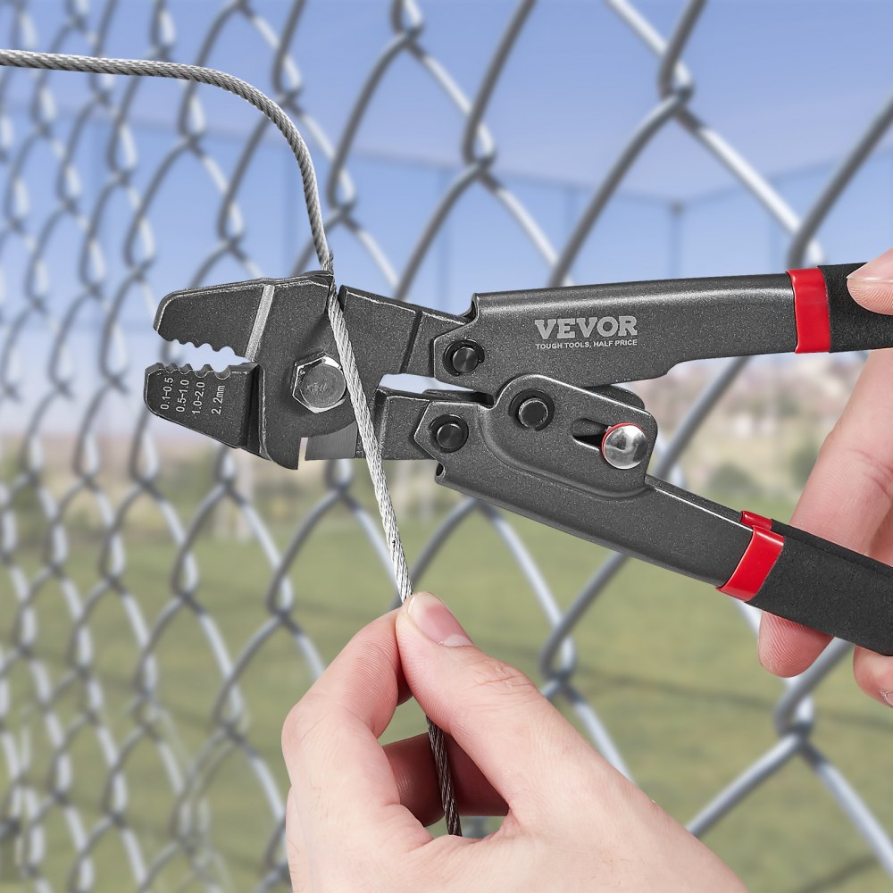 VEVOR Wire Rope Crimping Tool and Cutter Up To 2.2mm Wire Cable Crimps, 1/64" - 3/32" Crimping Loop Sleeve Kit and 160pcs Aluminum Buckles, Fishing Crimping Tool Wire Rope Thimbles Kit