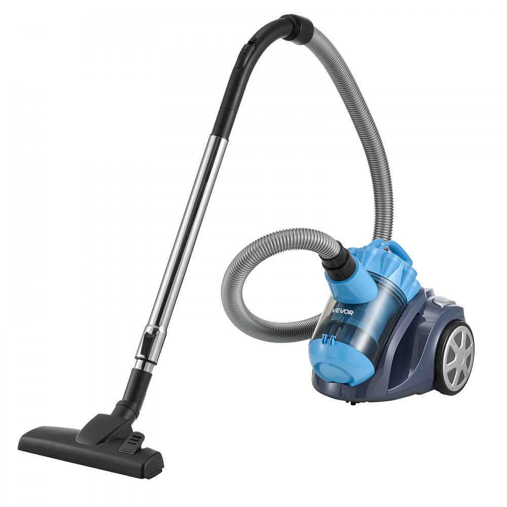 VEVOR Canister Vacuum Cleaner 1000W 17 kPa Portable Bagless Canister Vacuum, for Carpets, Hardwood Floors, Pet Hair, Adjustable Strong Suction, Easy-to-Clean Filter, with Hose, Cleaning Attachments