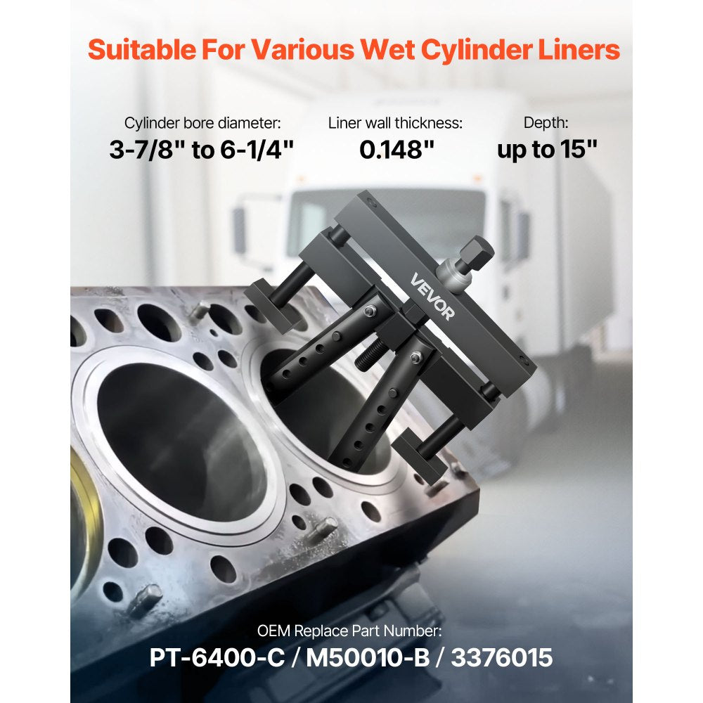 VEVOR Universal Cylinder Liner Puller Assembly, Used for Mack Cummins Cat on Wet Liner from 3-7/8 in to 6-1/4 in Bore, Diesel Engine Cylinder Liner Removal Tool, Replace PT-6400-C, M50010-B, 3376015