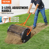 VEVOR Compost Spreader and Peat Moss Spreader, 24" Roller Lawn Spreader with Height Adjustable T Shaped Handle, Steel Mesh Basket Garden Spreader with Side Latches, for Spreading Manure Topsoil, Black