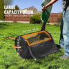 VEVOR Compost Spreader and Peat Moss Spreader, 24" Roller Lawn Spreader with Height Adjustable T Shaped Handle, Steel Mesh Basket Garden Spreader with Side Latches, for Spreading Manure Topsoil, Black
