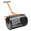 VEVOR Compost Spreader and Peat Moss Spreader, 24" Roller Lawn Spreader with Height Adjustable T Shaped Handle, Steel Mesh Basket Garden Spreader with Side Latches, for Spreading Manure Topsoil, Black