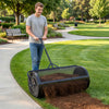 VEVOR Compost Spreader, 44" Wide Peat Moss Spreader with Push/Tow Handle, 4 Heights Adjustable, Powder-Coated Steel Garden Peat Moss Roller, Heavy Duty Grass Seed Roller for Planting Seeding, Black