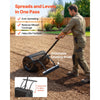 VEVOR Compost Spreader, 24" Wide Peat Moss Spreader with Push/Tow Handle & Brush, 4 Heights Adjustable, Powder-Coated Steel Garden Peat Moss Roller, Heavy Duty Grass Seed Roller for Planting Seeding