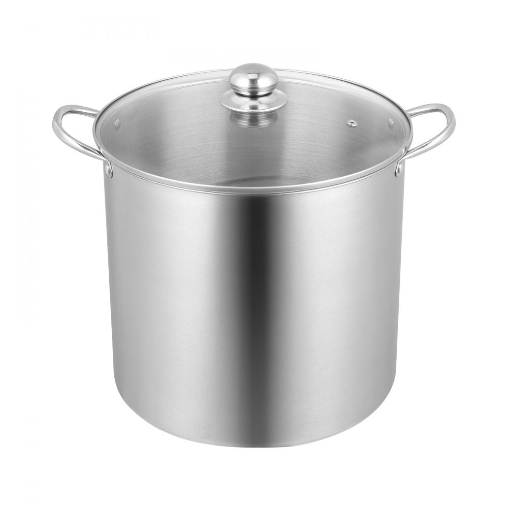 VEVOR 21 QT Canning Pot with Rack and Lid, Stainless Steel Waterbath Canner with Dual Handle and Glass Lid, Compatible with All Cooktops: Induction, Gas, Electric, Glass, Ceramic, Halogen