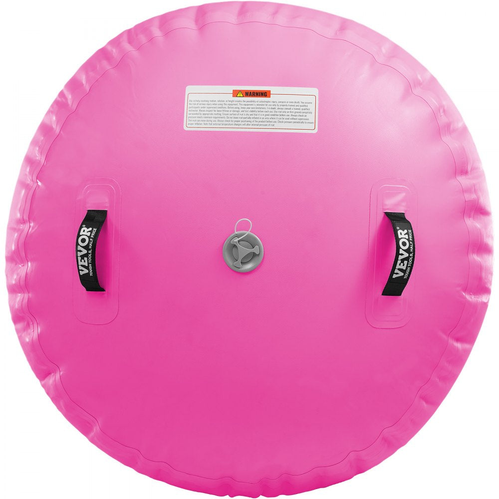 VEVOR Air Mat Tumble Track Air Spot, Round Inflatable Air Roller, Air Barrel Gymnastic Equipment with Electric Pump, Tumbling Backbend Trainer for Home Use/Gym/Yoga/Cheerleading/Beach/Park/Water, Pink