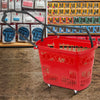 VEVOR 6PCS Shopping Carts, Plastic Rolling Shopping Basket with Wheels, Red Shopping Baskets with Handles, Portable Shopping Basket Set for Retail Store