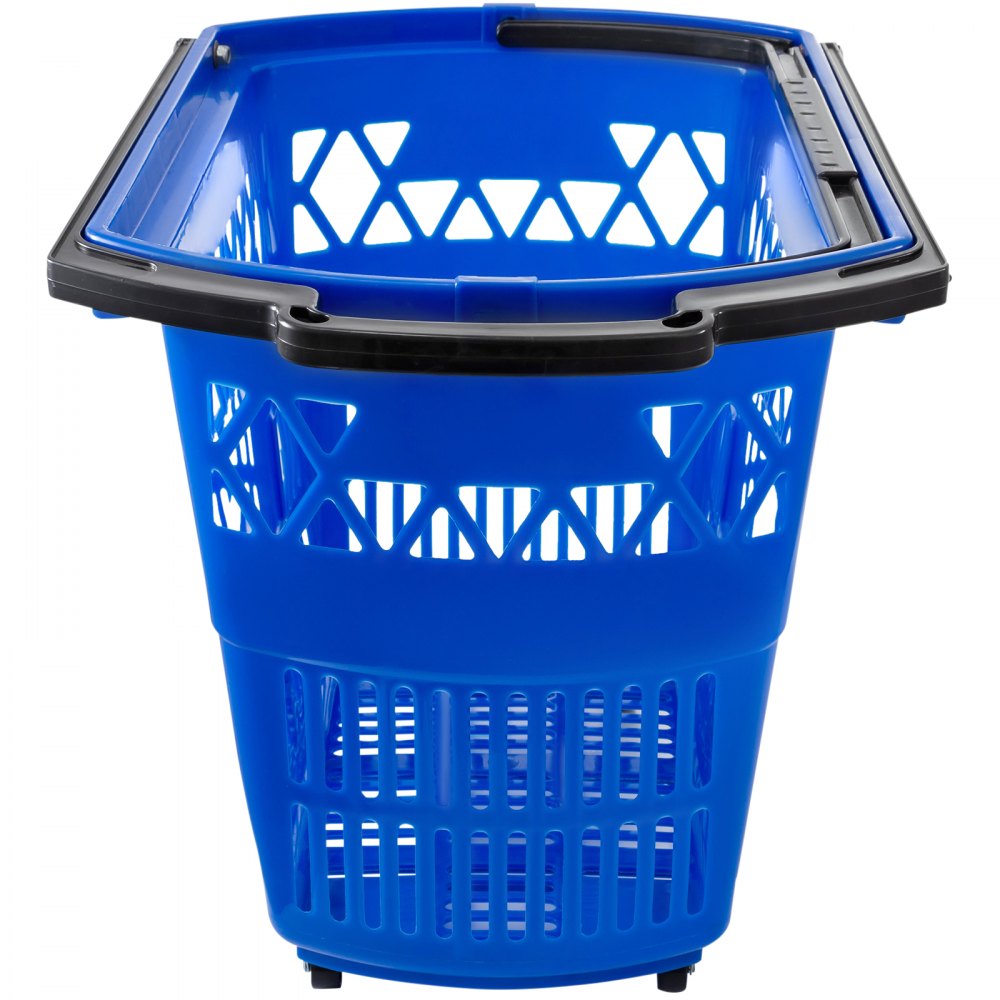Shopping Basket with Handle on Castors- Blue Pack of 6