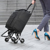 VEVOR Stair Climber Trolley Dolly, 36L Folding Shopping Cart, Grocery Cart Trolley Laundry Stair Climbing Handcart with 6 Wheels & Oxford Cloth Bag, Foldable Cart for Shopping Grocery Laundry, Black