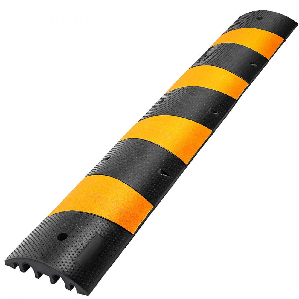 VEVOR 6ft Rubber Speed Hump for Driveways, Durable Cable Guard Ramp, 72.4x12x2.4 in, Dual-Channel for Garage, Gravel, Asphalt, Concrete Paths (Dual-Channel, 6ft-Speed Hump)
