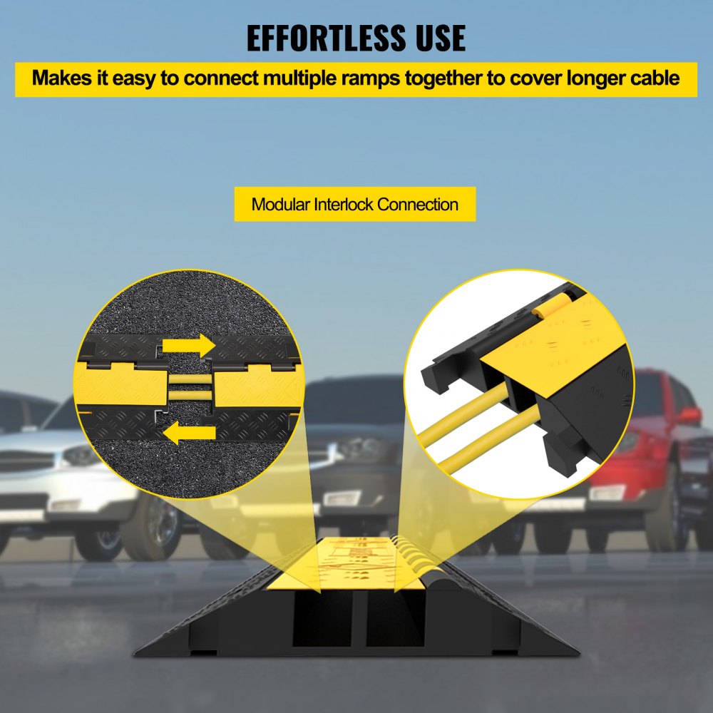 VEVOR 5-Set Rubber Cable Guard, Dual-Channel, Durable 66,000 lbs Capacity, Wire & Hose Protection Speed Bump for Driveways (2-Channel, 5 Sets-66,000 lbs)