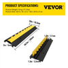 VEVOR 5-Set Rubber Cable Guard, Dual-Channel, Durable 66,000 lbs Capacity, Wire & Hose Protection Speed Bump for Driveways (2-Channel, 5 Sets-66,000 lbs)