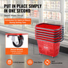 VEVOR Shopping Baskets, 6PCS, 39L Shopping Carts with Handles, Plastic Rolling Shopping Basket with Wheels, Large Portable Shopping Basket Set for Supermarkets, Retail Stores, Grocery Shopping, Red