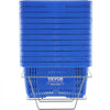 VEVOR Shopping Basket, Set of 12, 24L Durable Plastic Grocery Basket with Handle and Stand, 16.73 x 11.61 x 8.86 inch Portable Shop Basket Bulk Used for Retail Store Supermarket Grocery Shopping, Blue