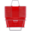 VEVOR Shopping Basket, Set of 12, 21L Durable Plastic Grocery Basket with Metal Handle and Stand, 16.73 x 12.01 x 8.58 inch Portable Shop Basket Used for Retail Store Supermarket Grocery Shopping, Red