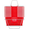 VEVOR Shopping Basket, Set of 12, 21L Durable Plastic Grocery Basket with Handle and Stand, 16.5 x 11.8 x 8.27 inch Portable Shop Basket Bulk Used for Retail Store Supermarket Grocery Shopping, Red