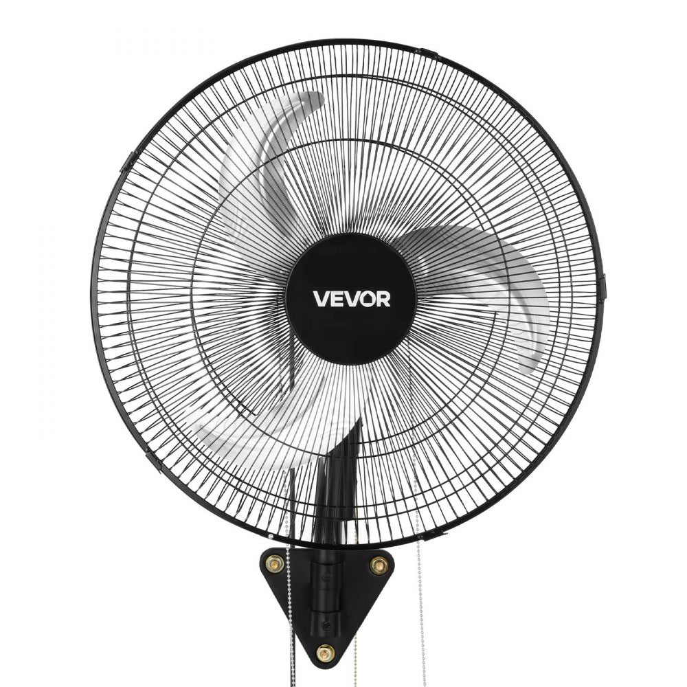 VEVOR Wall Mount Fan, 18 in Wall Mounted Hanging Fan Oscillating, 3-Speed, Long Airflow Distance, Adjustable Rotation Angle, Mechanical Powerful for Industry, Commercial, Garage, Workshop, Gym, 2 Pack