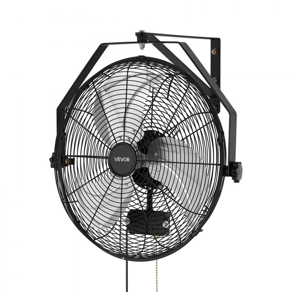 VEVOR Wall Mount Fan, 18 in Wall Mounted Hanging Fan with IP44-rated Protection, 3-Speed, Long Airflow Distance, Adjustable Rotation Angle, Powerful for Industry, Commercial, Garage, Workshop