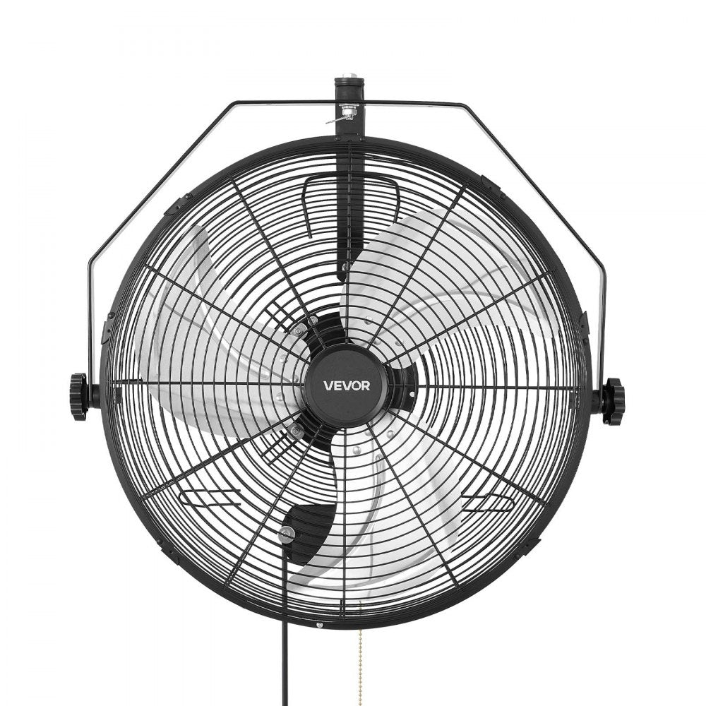 VEVOR Wall Mount Fan, 18 in Wall Mounted Hanging Fan with IP44-rated Protection, 3-Speed, Long Airflow Distance, Adjustable Rotation Angle, Powerful for Industry, Commercial, Garage, Workshop