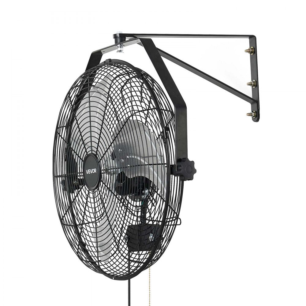 VEVOR Wall Mount Fan, 18 in Wall Mounted Hanging Fan with IP44-rated Protection, 3-Speed, Long Airflow Distance, Adjustable Rotation Angle, Powerful for Industry, Commercial, Garage, Workshop