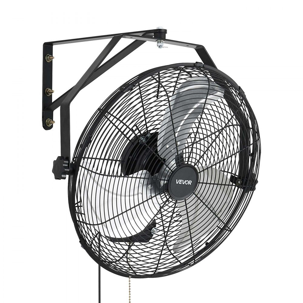 VEVOR Wall Mount Fan, 18 in Wall Mounted Hanging Fan with IP44-rated Protection, 3-Speed, Long Airflow Distance, Adjustable Rotation Angle, Powerful for Industry, Commercial, Garage, Workshop
