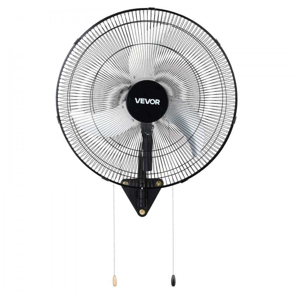 VEVOR Wall Mount Fan, 20 in Wall Mounted Hanging Fan Oscillating, 3-Speed, Long Airflow Distance, Adjustable Rotation Angle, Mechanical Powerful for Industry, Commercial, Garage, Workshop, Gym, Black