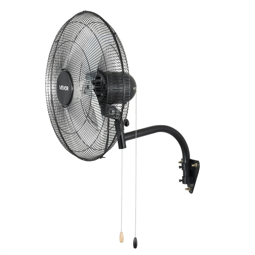 VEVOR Wall Mount Fan, 20 in Wall Mounted Hanging Fan Oscillating, 3-Speed, Long Airflow Distance, Adjustable Rotation Angle, Mechanical Powerful for Industry, Commercial, Garage, Workshop, Gym, 2 Pack
