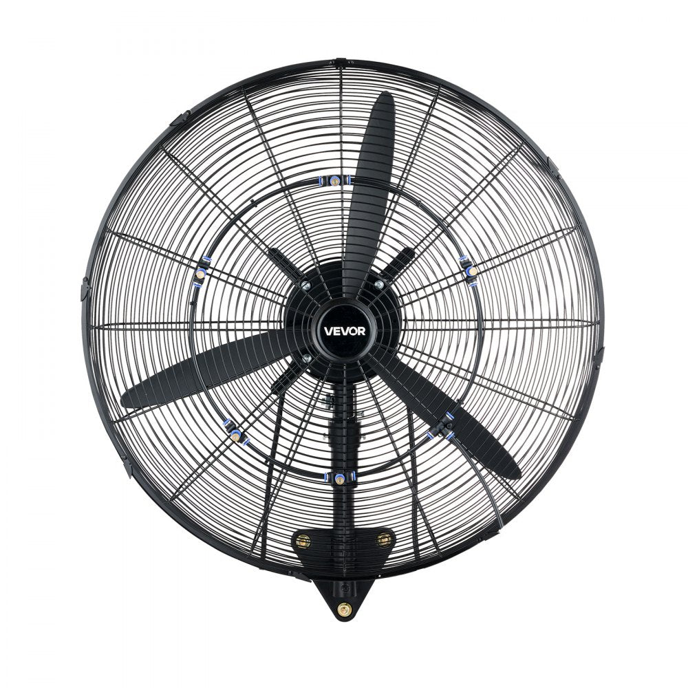 VEVOR Wall Mount Fan, 24 in Wall Mounted Hanging Fan with Oscillating & Mist, IP44-rated, 3-Speed, Powerful Air Reach, Mechanical Control, Long Airflow for Industry, Commercial, Garage, Workshop