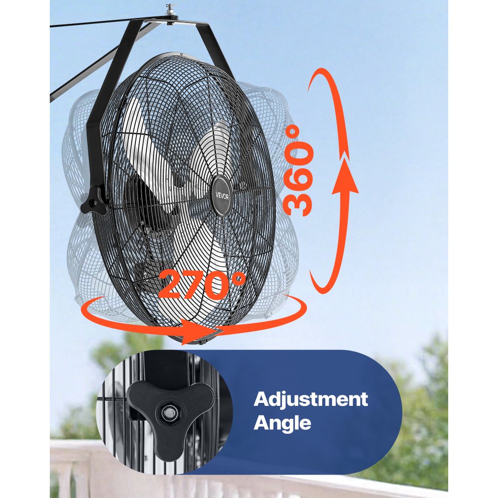VEVOR 20 Inch Industrial Wall Mount Fan, High Velocity 4650 CFM Indoor Fan with 3 Speeds,  Powerful Motor Garage Wall Fan with Aluminum Blades for Workshop, Warehouse, Greenhouse, Commercial