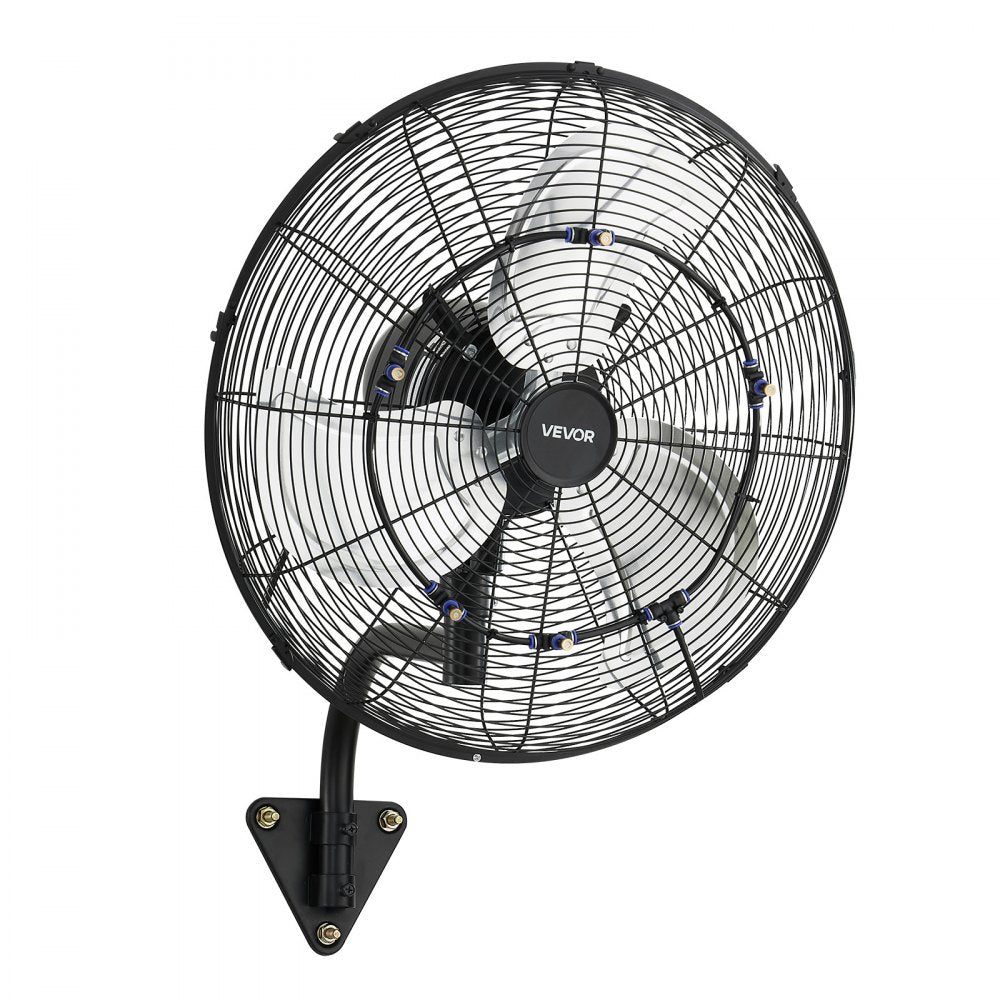 VEVOR Wall Mount Fan, 20 in Wall Mounted Hanging Fan with Oscillating & Mist, Remote, IP44-rated, 3-Speed, 18h Timer, Temperature Control, Powerful for Industry, Commercial, Garage, Workshop, Gym
