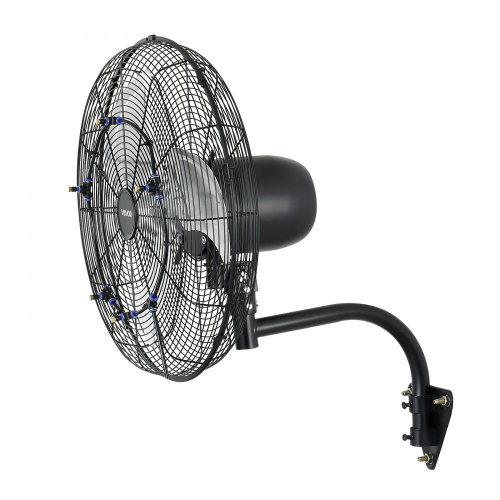 VEVOR Wall Mount Fan, 20 in Wall Mounted Hanging Fan with Oscillating & Mist, Remote, IP44-rated, 3-Speed, 18h Timer, Temperature Control, Powerful for Industry, Commercial, Garage, Workshop, Gym