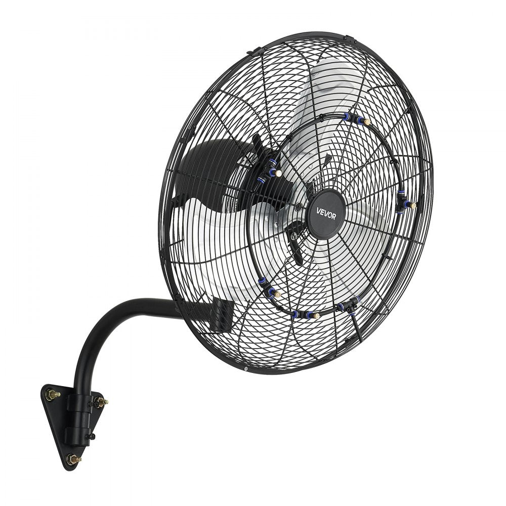 VEVOR Wall Mount Fan, 20 in Wall Mounted Hanging Fan with Oscillating & Mist, Remote, IP44-rated, 3-Speed, 18h Timer, Temperature Control, Powerful for Industry, Commercial, Garage, Workshop, Gym
