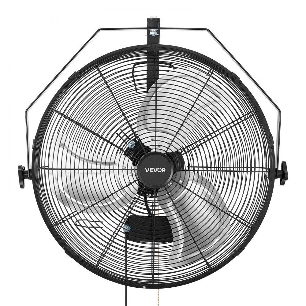 VEVOR Wall Mount Fan, 20 in Wall Mounted Hanging Fan, 3-Speed, Long Airflow Distance, Adjustable Rotation Angle, Mechanical Control, Powerful for Industry, Commercial, Garage, Workshop, Gym, 2 Pack